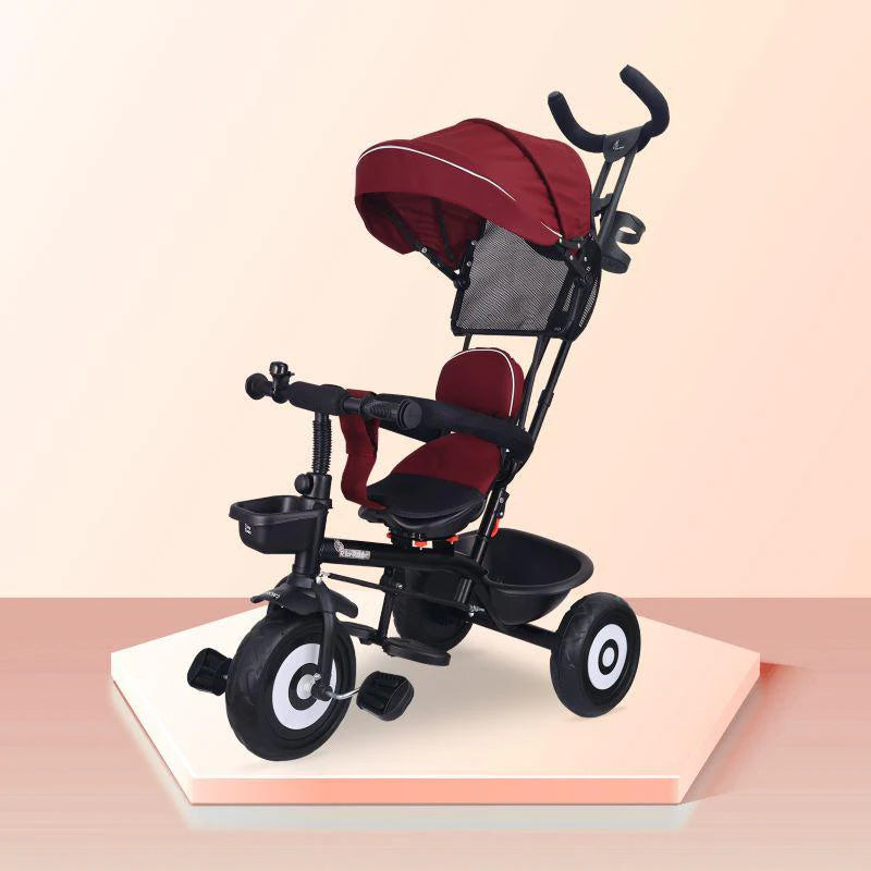 R for Rabbit Tiny Toes T40 Ace Tricycle - EVA Wheels, 360 Rotatable Seat, Adjustable Canopy, Parental Control, Front & Rear Baskets
