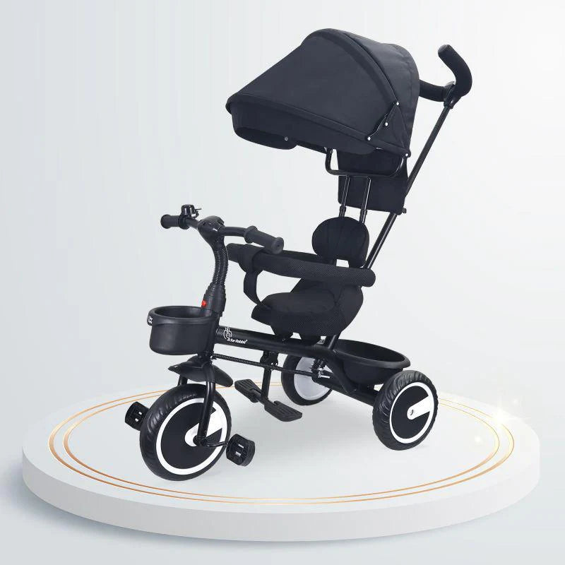 R for Rabbit Tiny Toes T30 Ace Tricycle - 3 in 1, Adjustable Parental Control & Canopy, Front & Rear Basket