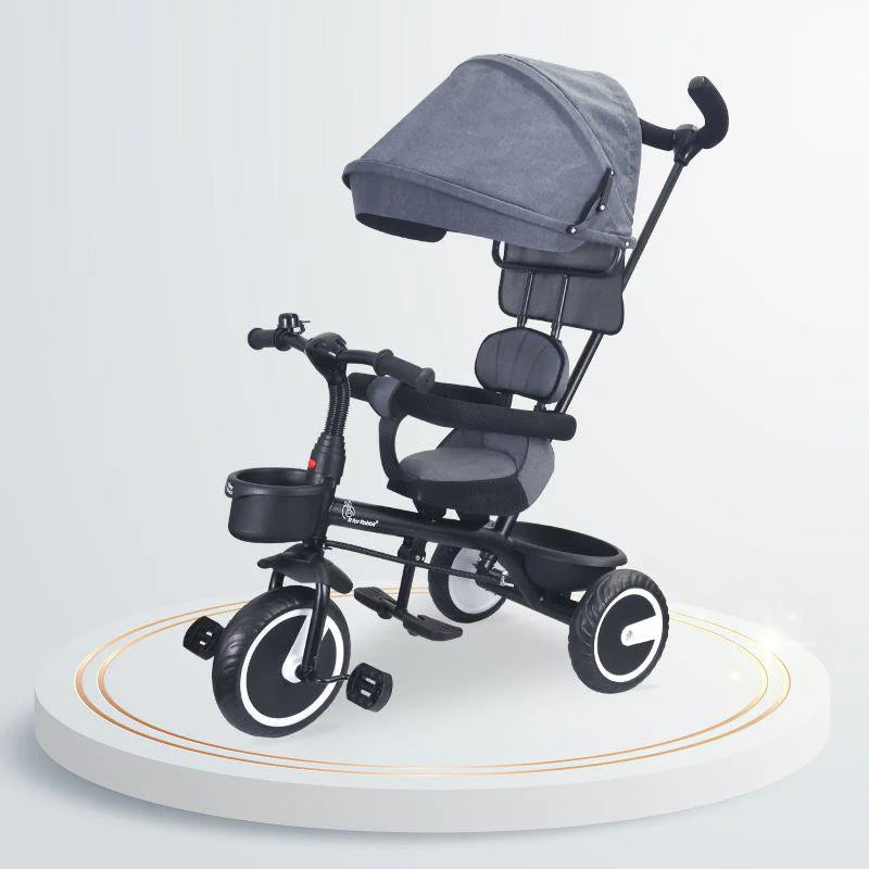 R for Rabbit Tiny Toes T30 Ace Tricycle - 3 in 1, Adjustable Parental Control & Canopy, Front & Rear Basket
