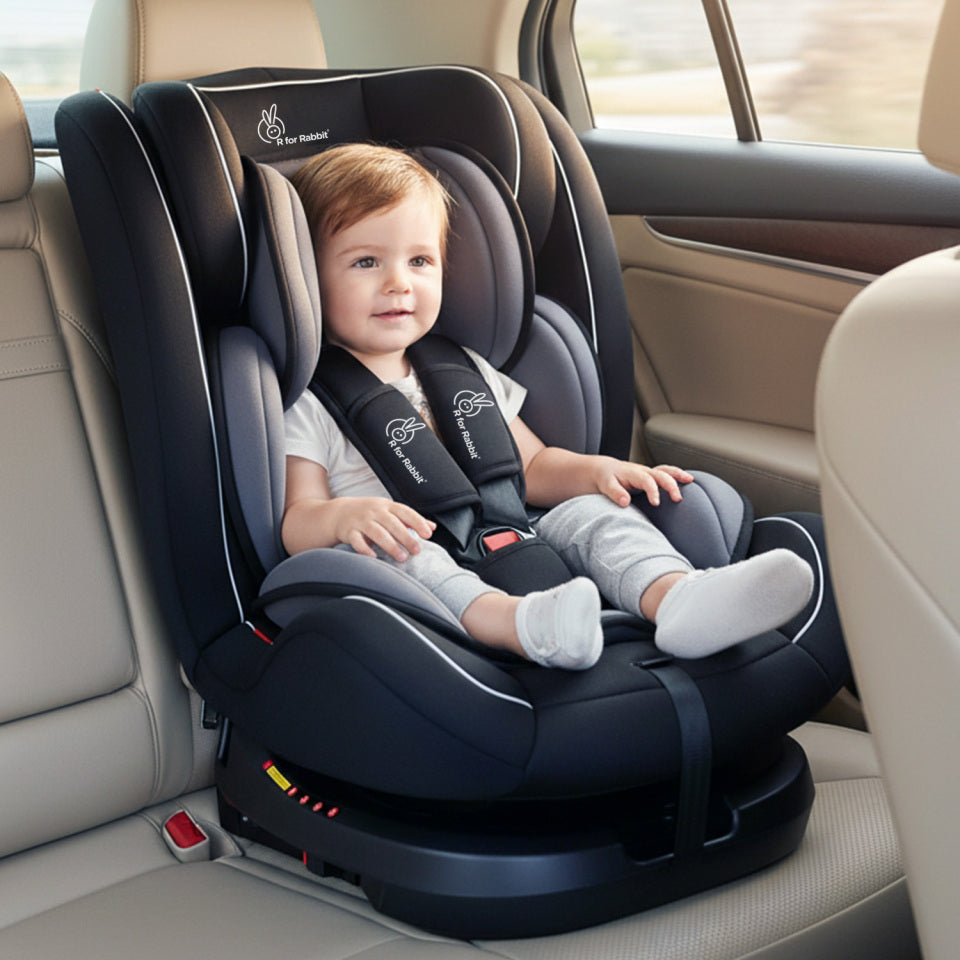 R for Rabbit Jack N Jill Grand ISOFIX Car Seat for kids 0-12 Years Safety Certified, 5-Point Safety Harness, Removable Seat Cover, Adjustable Head Rest