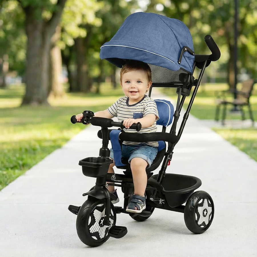 R for Rabbit Tiny Toes R40 Ace 360° Rotatable Seat Baby Tricycle with Parent Control Handle, Adjustable Canopy & EVA Wheels (2–5 Years)