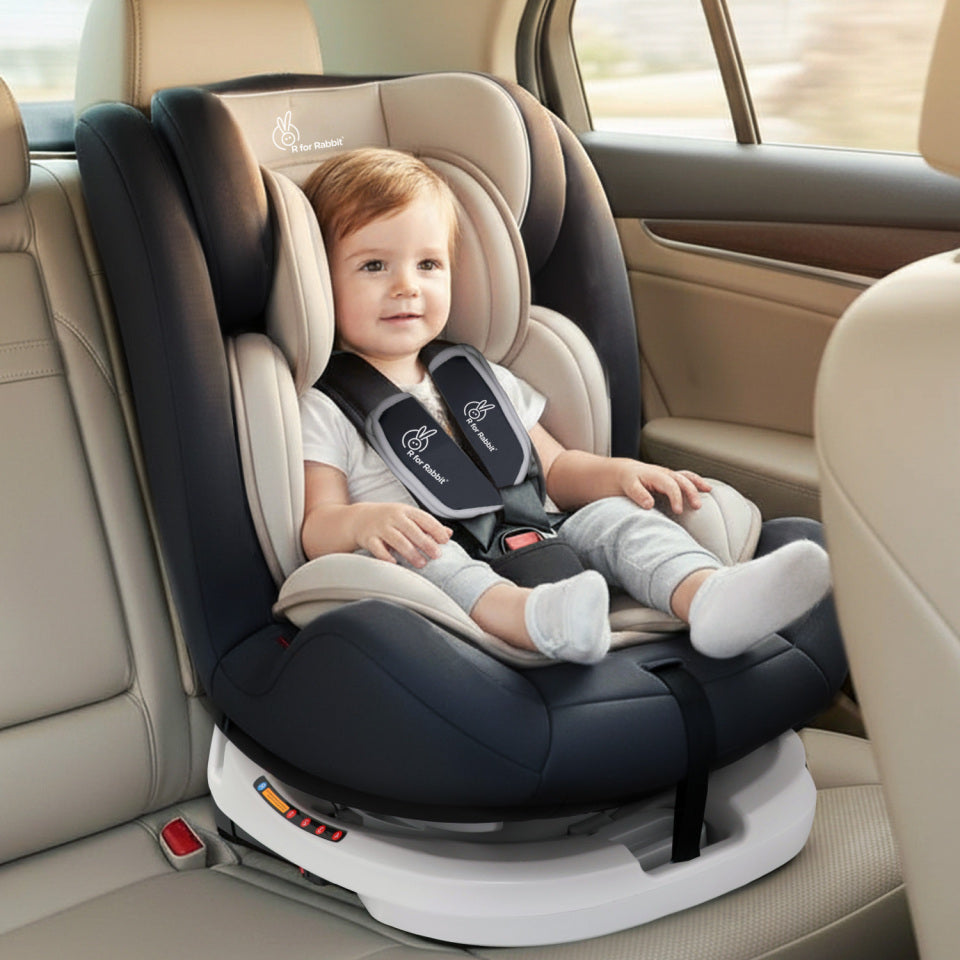 R for Rabbit Jack N Jill Grand ISOFIX Car Seat for kids 0-12 Years Safety Certified, 5-Point Safety Harness, Removable Seat Cover, Adjustable Head Rest