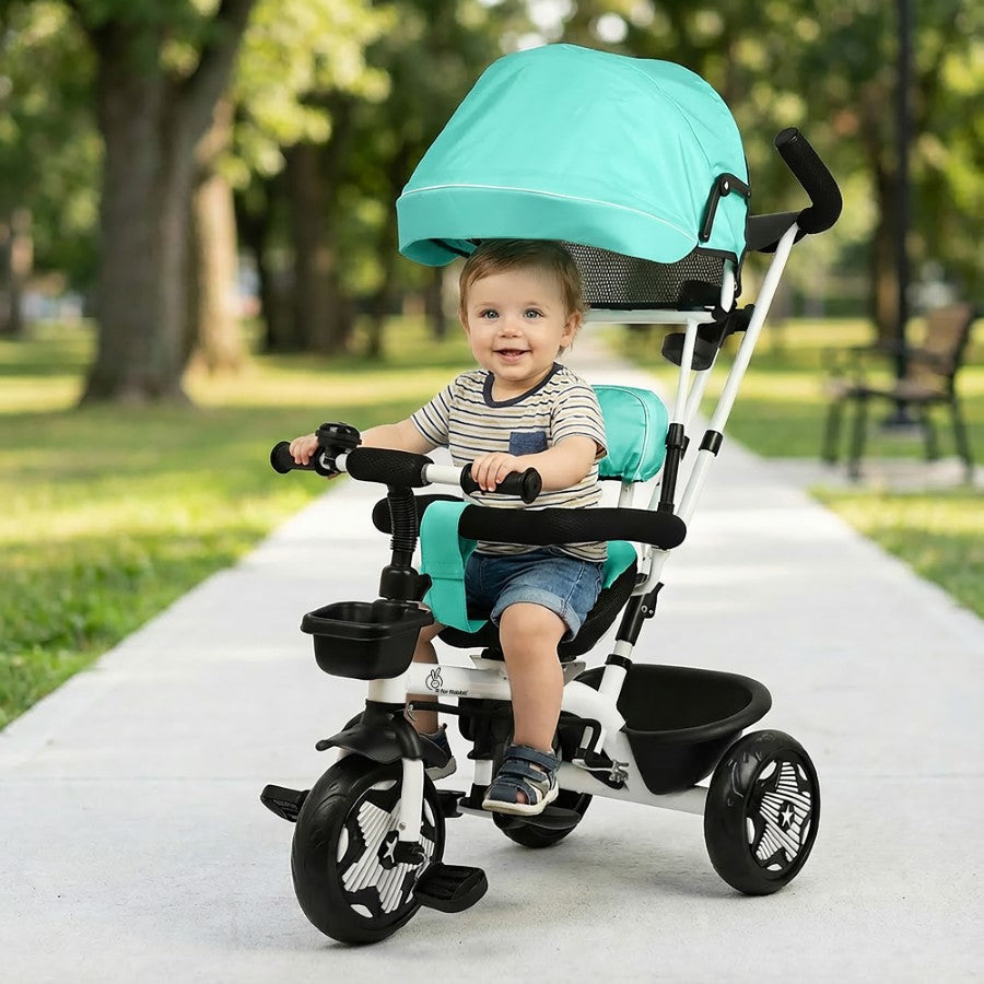 R for Rabbit Tiny Toes R40 Ace 360° Rotatable Seat Baby Tricycle with Parent Control Handle, Adjustable Canopy & EVA Wheels (2–5 Years)