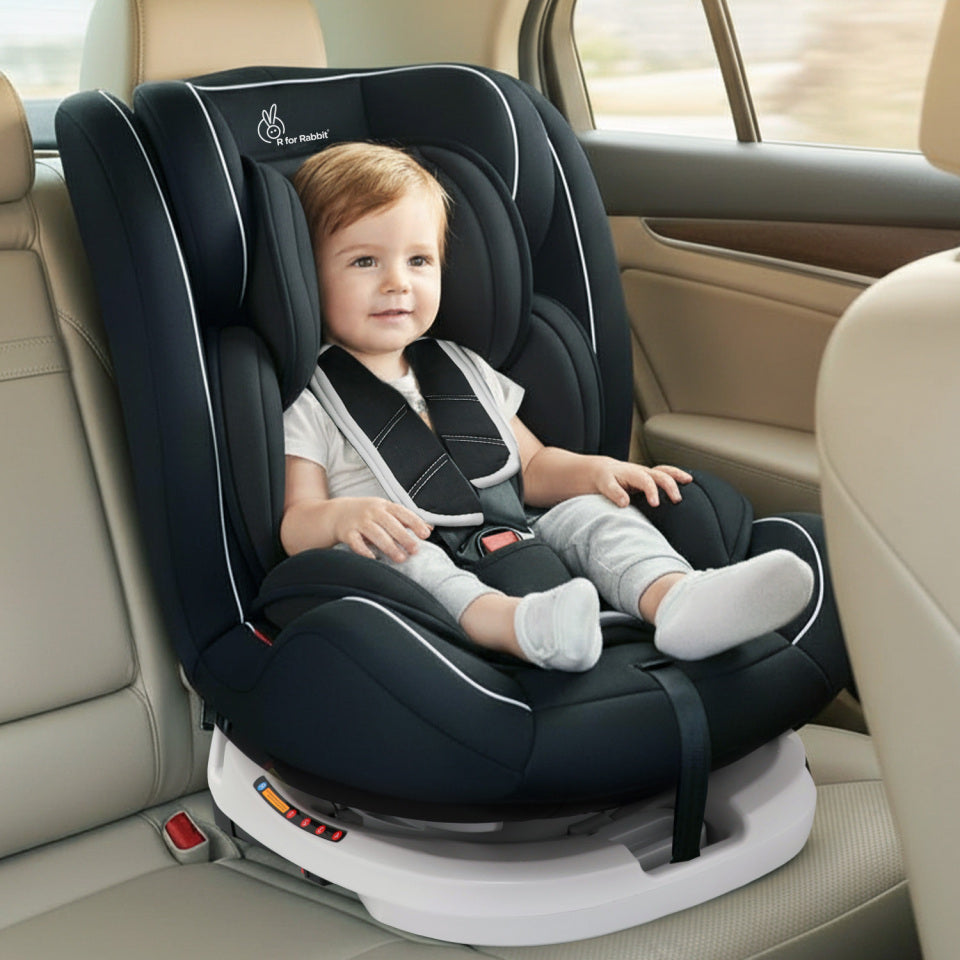 R for Rabbit Jack N Jill Grand ISOFIX Car Seat for kids 0-12 Years Safety Certified, 5-Point Safety Harness, Removable Seat Cover, Adjustable Head Rest
