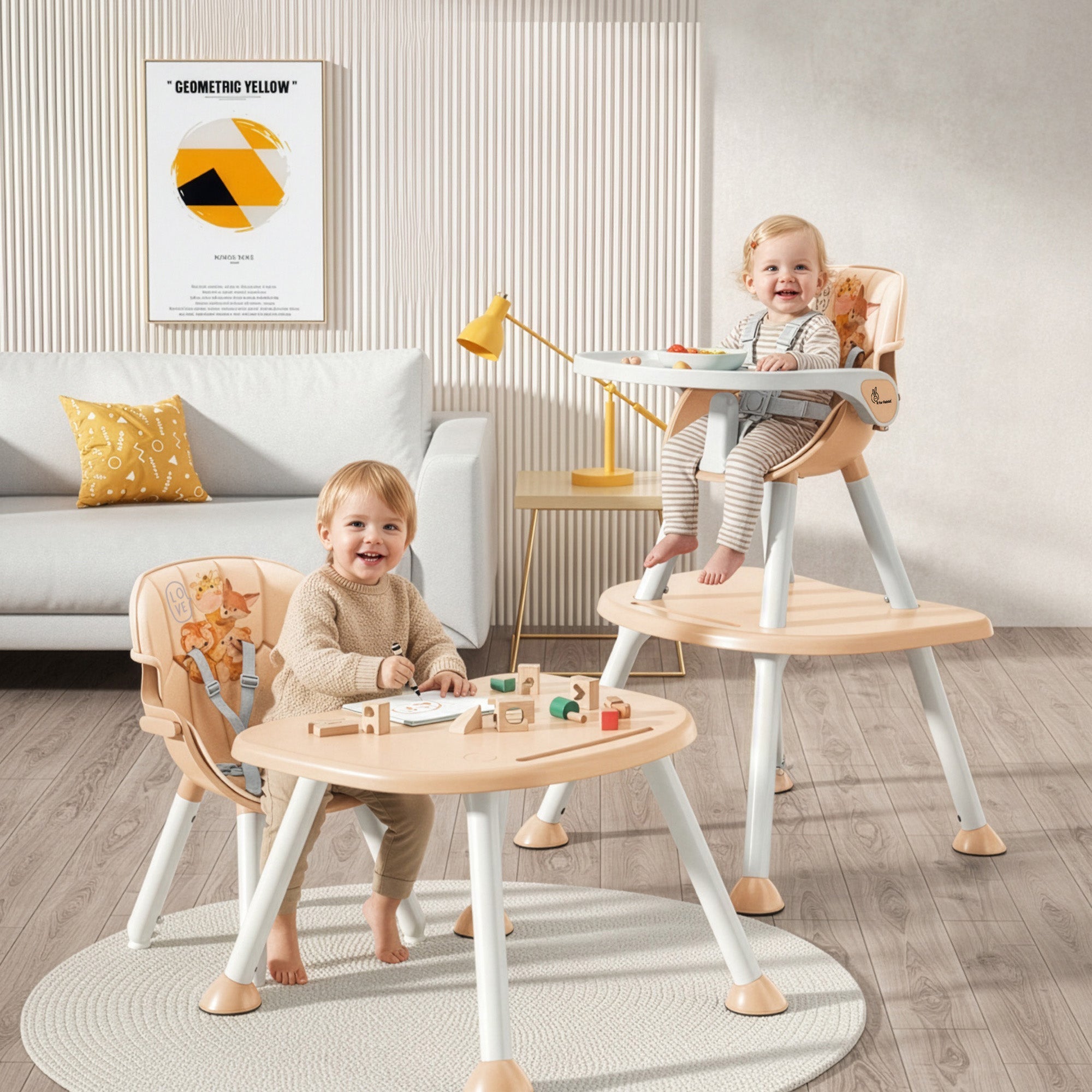 R for Rabbit Cherry Berry Safari Baby High Chair, 3 in 1 Convertible High Chair Cum Kids Study Table