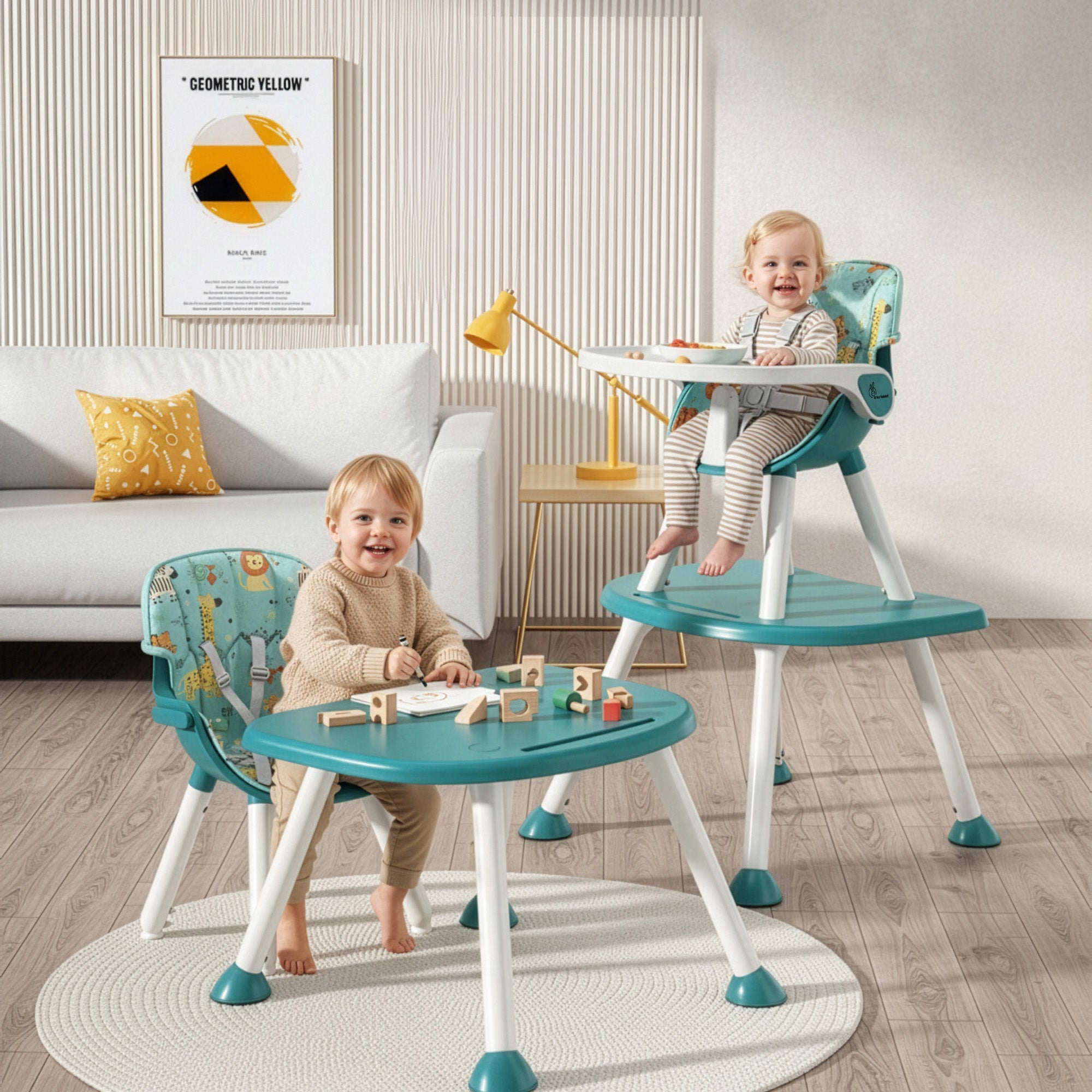 R for Rabbit Cherry Berry Safari Baby High Chair, 3 in 1 Convertible High Chair Cum Kids Study Table