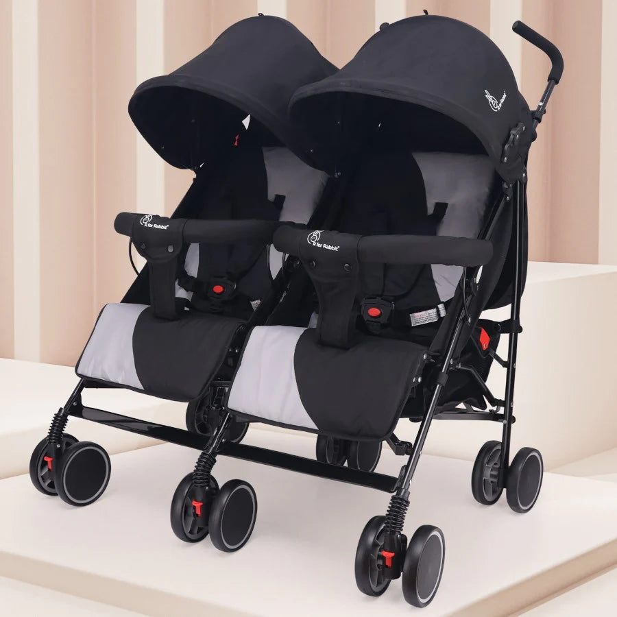 R for Rabbit Ginny and Johnny Stroller - Compact Fold, Dual Basket, Multi-Position Recline Seat, Rear Brake