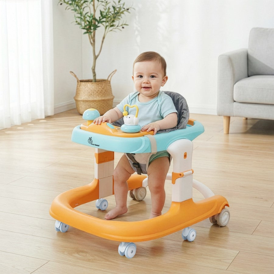 R for Rabbit Little Feet Sportz Baby Walker 2-in-1 Walker Turn Push Walker With Detachable Toy Bar With Meal Tray