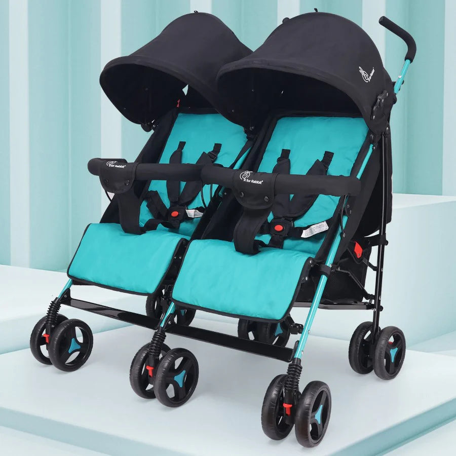 R for Rabbit Ginny and Johnny Stroller - Compact Fold, Dual Basket, Multi-Position Recline Seat, Rear Brake