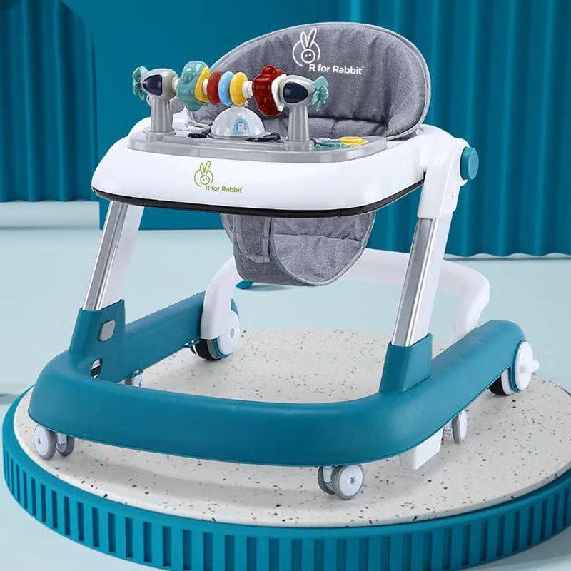 R for Rabbit Little Feet Walker - Detachable Toy Bar/ Meal Tray With Music & Light, 2 Level Height/ 4 Level Seat Adjustment, Anti fall Brake Pads
