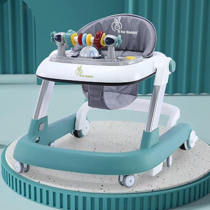 R for Rabbit Little Feet Walker - Detachable Toy Bar/ Meal Tray With Music & Light, 2 Level Height/ 4 Level Seat Adjustment, Anti fall Brake Pads