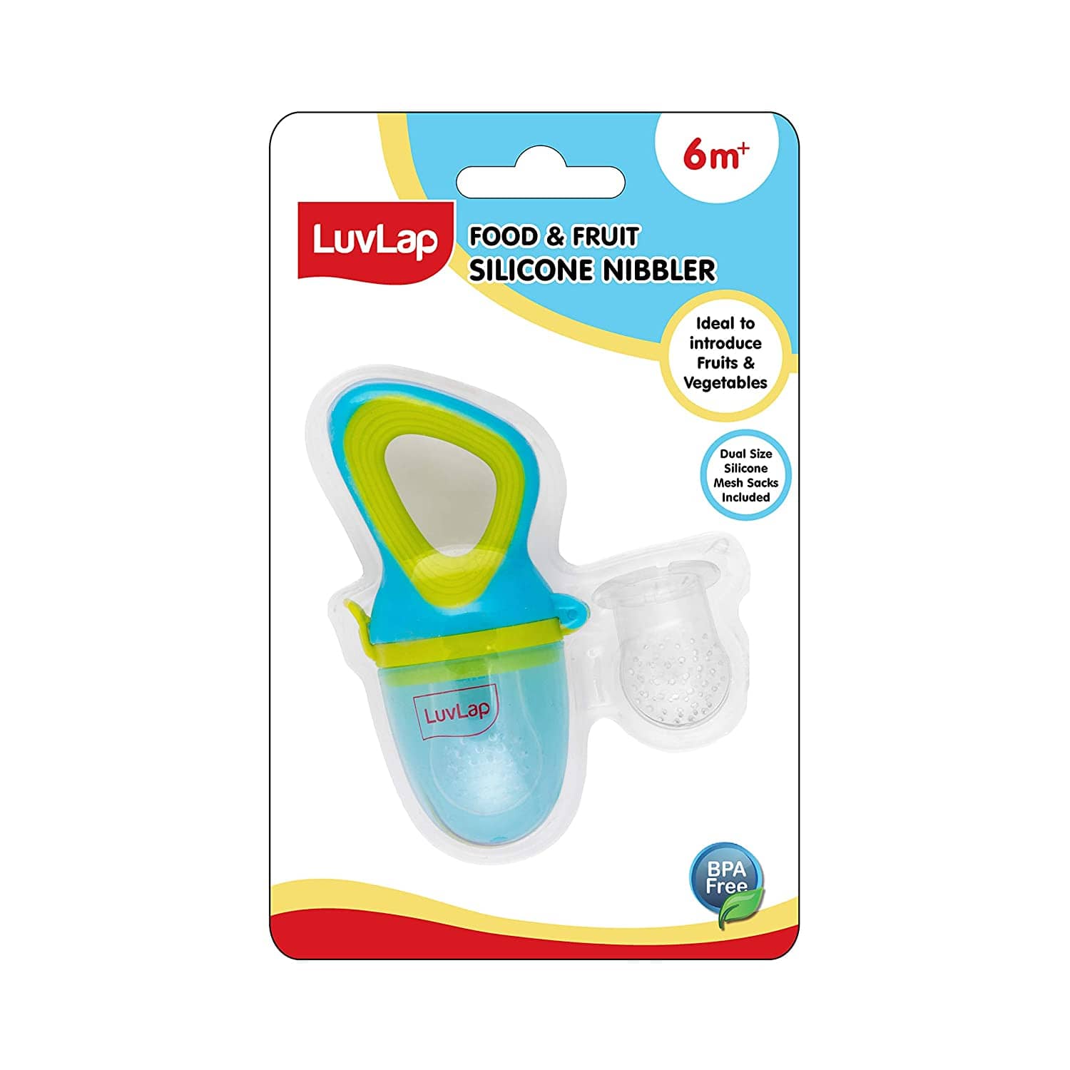 LuvLap Silicone Food/Fruit Nibbler with Extra Mesh, Elegant Blue, BPA Free