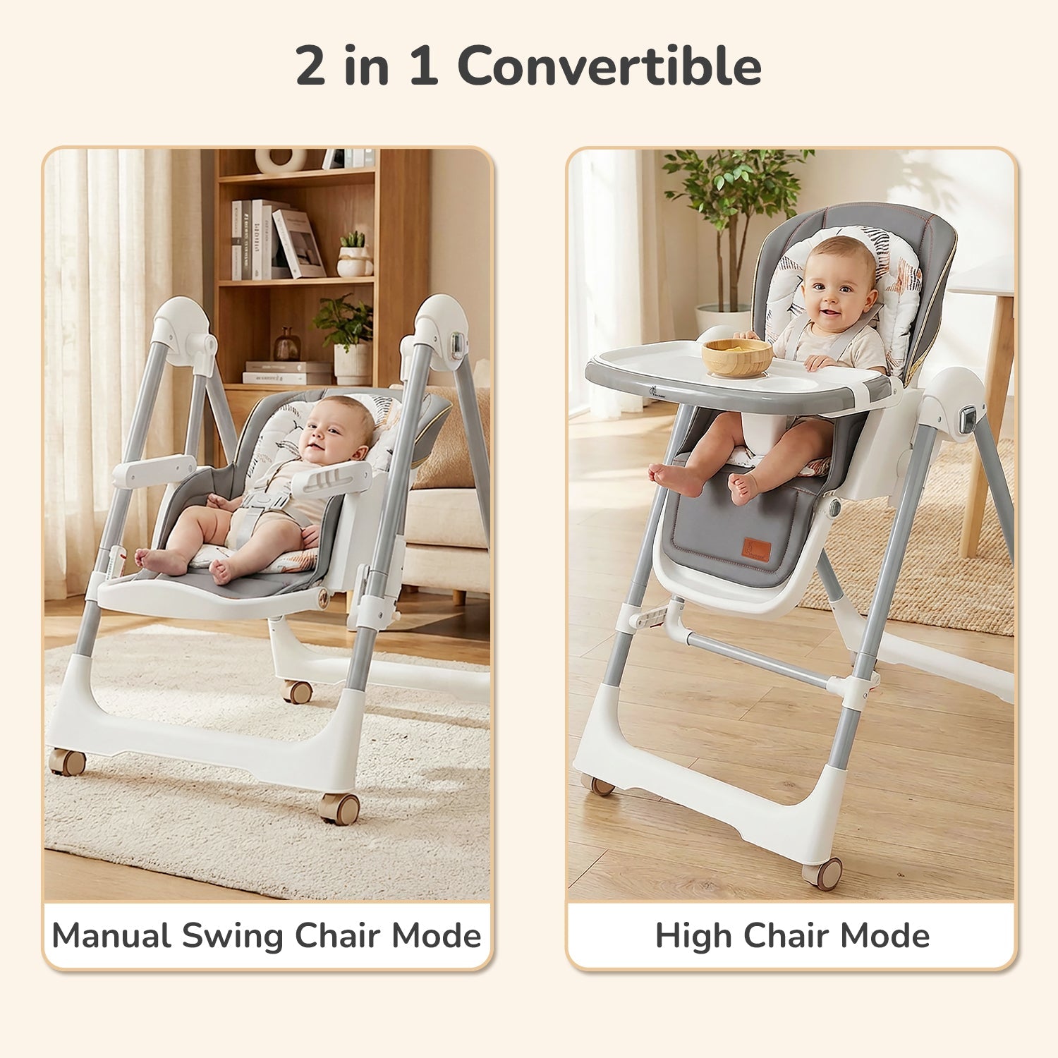 R for Rabbit Marshmallow Smart High Chair For Kids 2-in-1 Multipurpose High Chair with Swing
