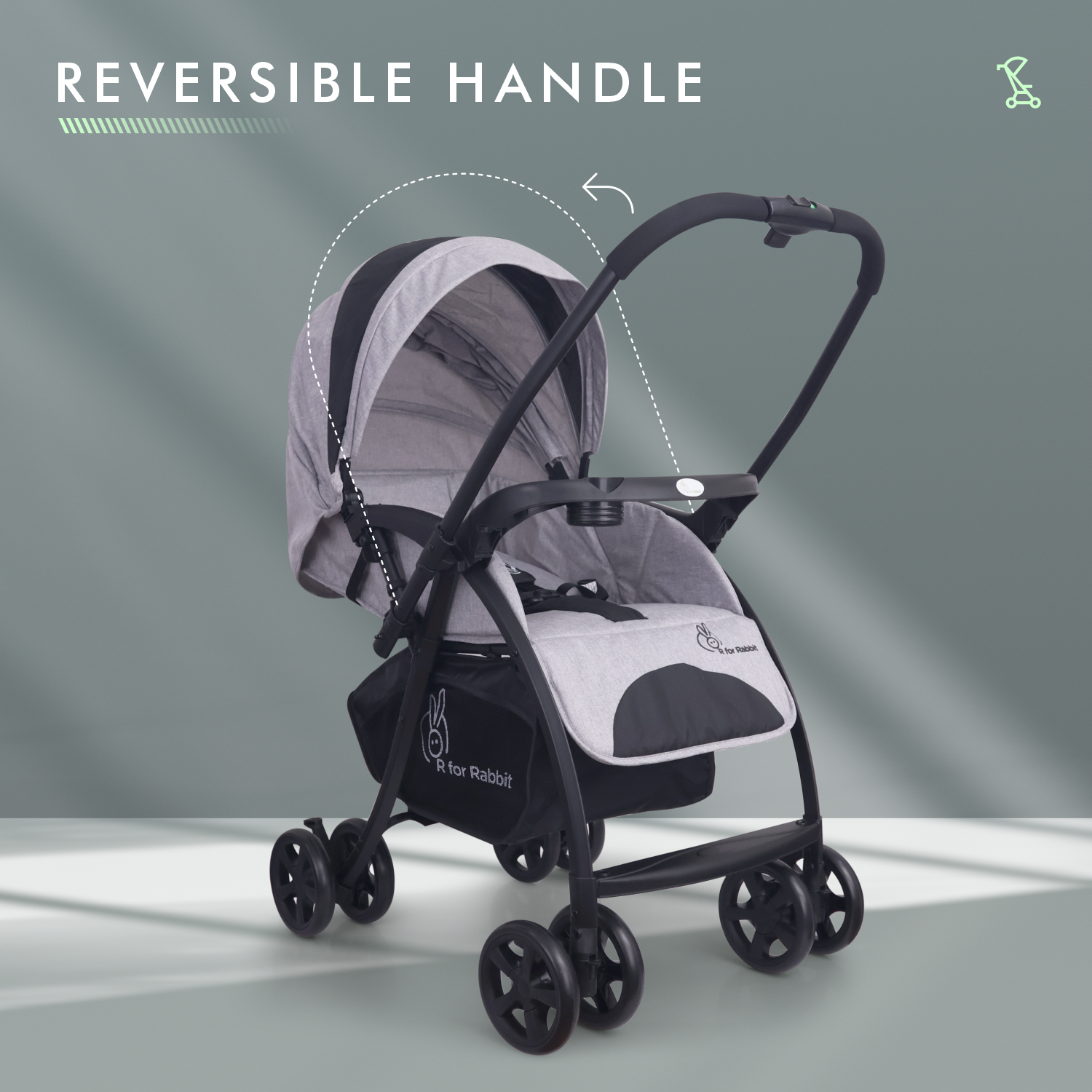 R for Rabbit Sugar Pop Stroller - 3 Position Seat Recline, Easy One Hand Fold, Reversible Handle, UV Resistant Sun Canopy