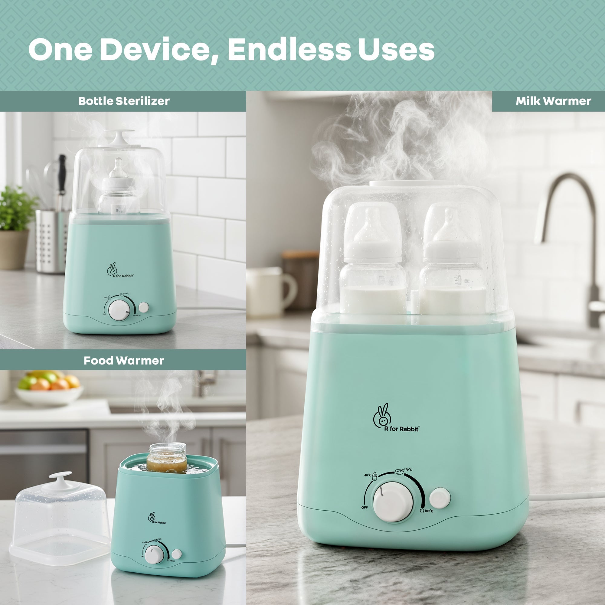 R for Rabbit Hygo Smart 3-in-1 Bottle Warmer for Milk, Food & Bottle Sterilization