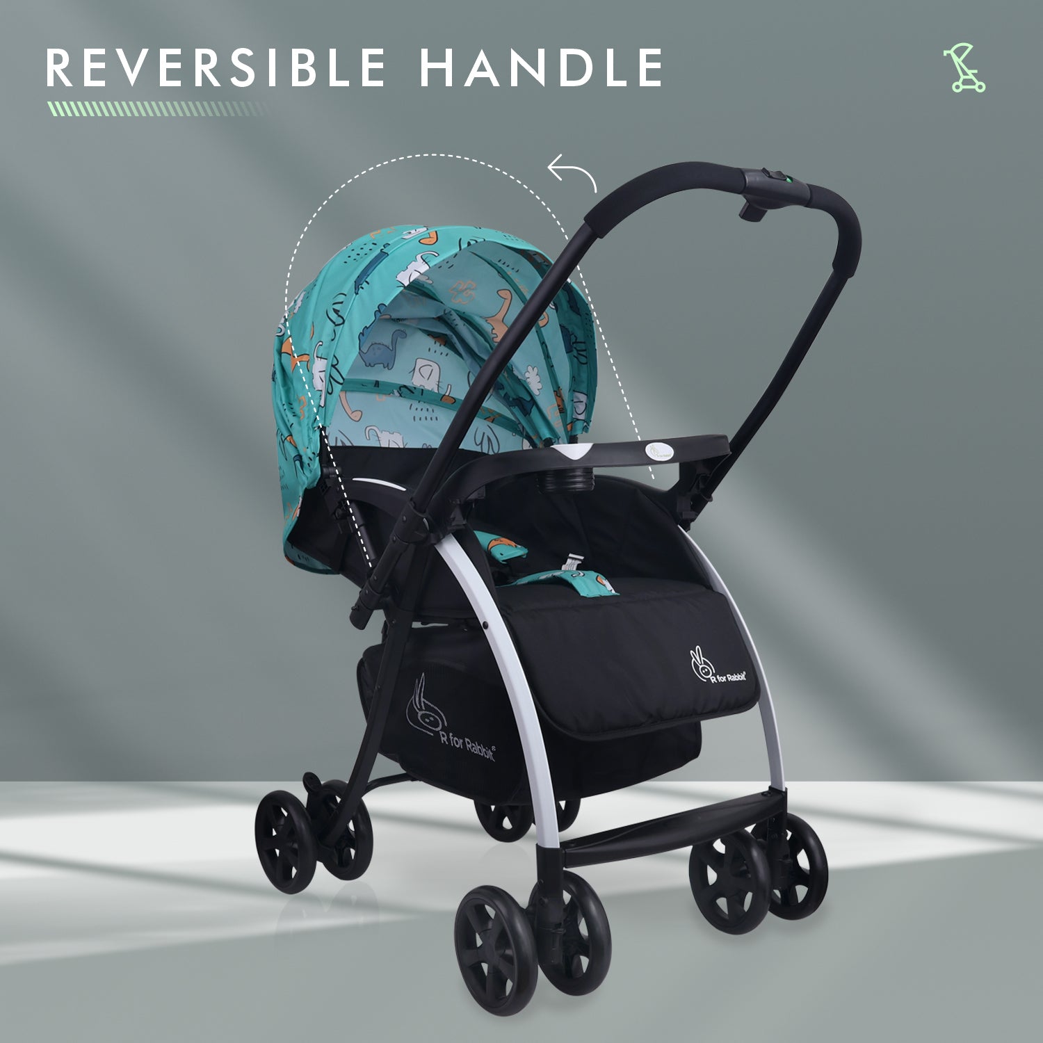 R for Rabbit Sugar Pop Stroller - 3 Position Seat Recline, Easy One Hand Fold, Reversible Handle, UV Resistant Sun Canopy