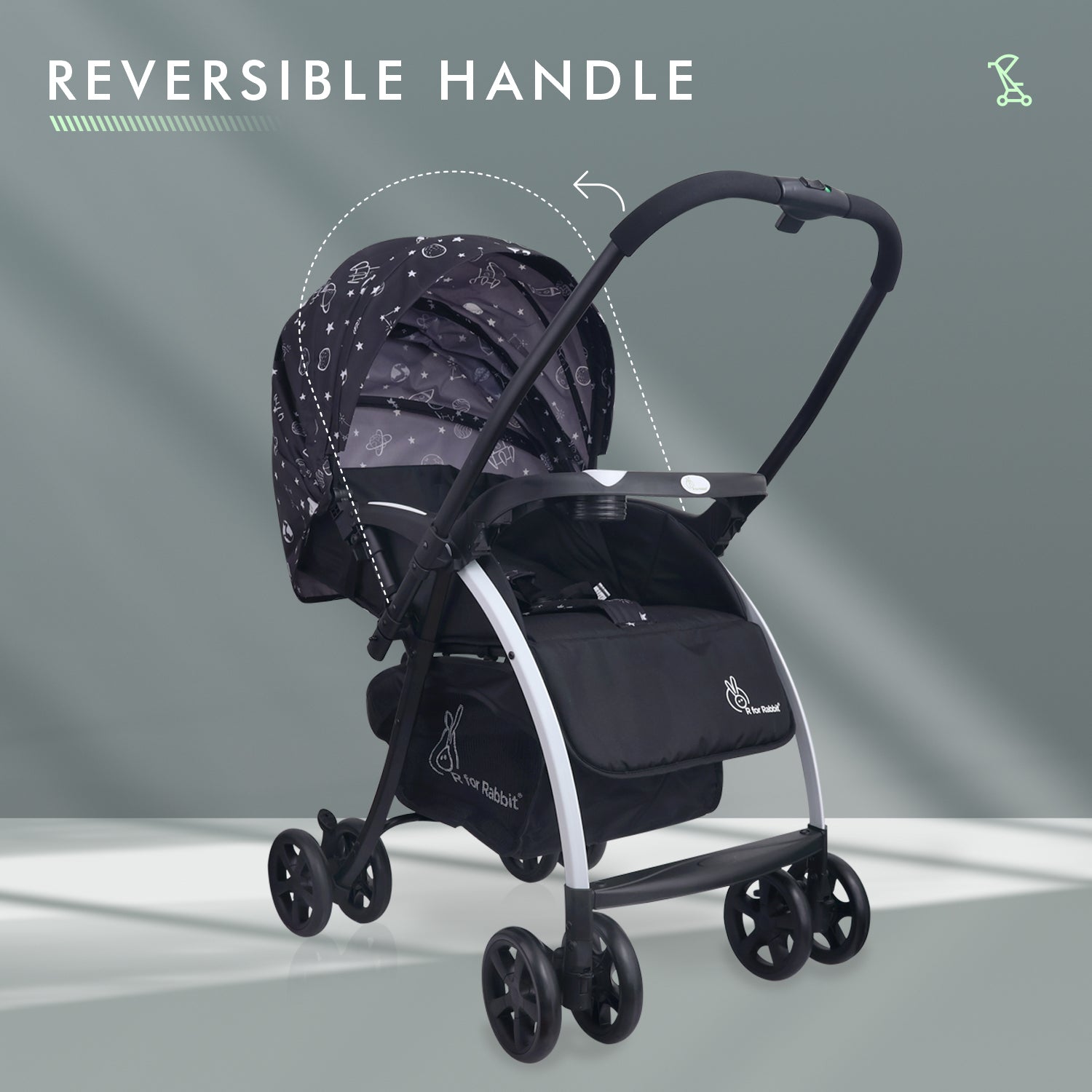 R for Rabbit Sugar Pop Stroller - 3 Position Seat Recline, Easy One Hand Fold, Reversible Handle, UV Resistant Sun Canopy