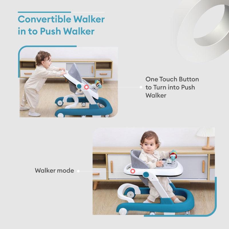 R for Rabbit Little Feet Walker - Detachable Toy Bar/ Meal Tray With Music & Light, 2 Level Height/ 4 Level Seat Adjustment, Anti fall Brake Pads