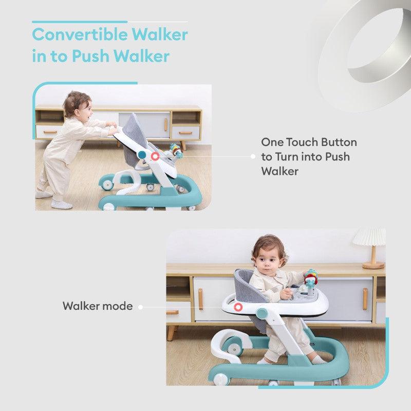 R for Rabbit Little Feet Walker - Detachable Toy Bar/ Meal Tray With Music & Light, 2 Level Height/ 4 Level Seat Adjustment, Anti fall Brake Pads