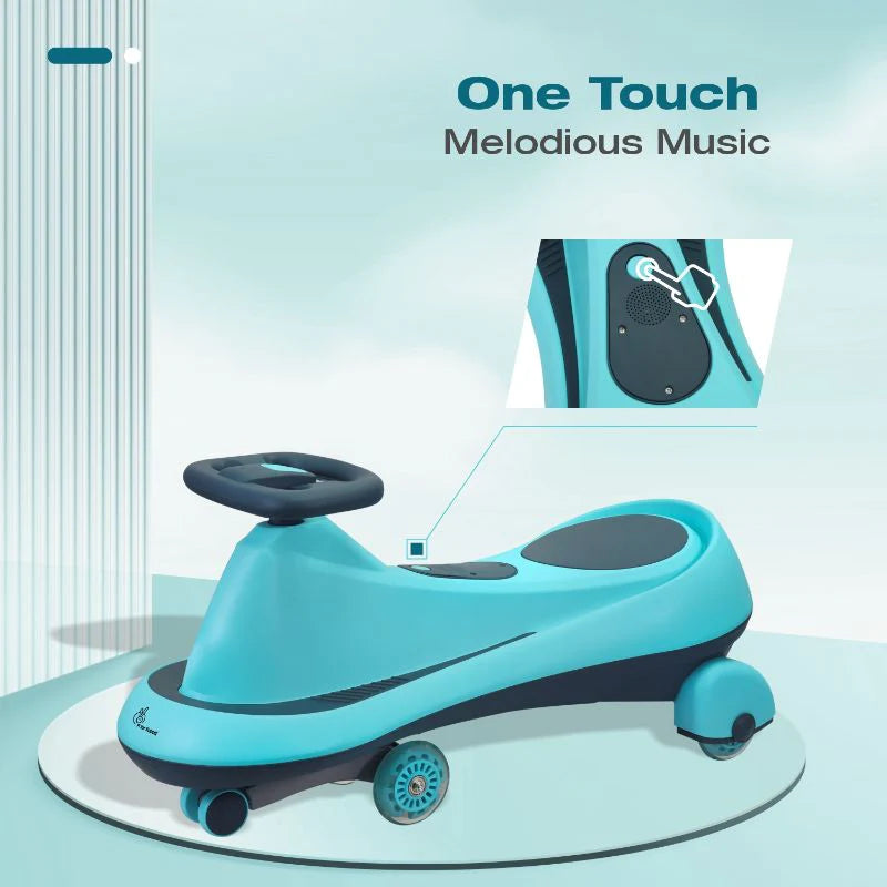 R for Rabbit Iya Iya Drift Swing Car - Inbuilt Music, Scratch Free PU Led Wheels, Up to 125 Kgs Capacity