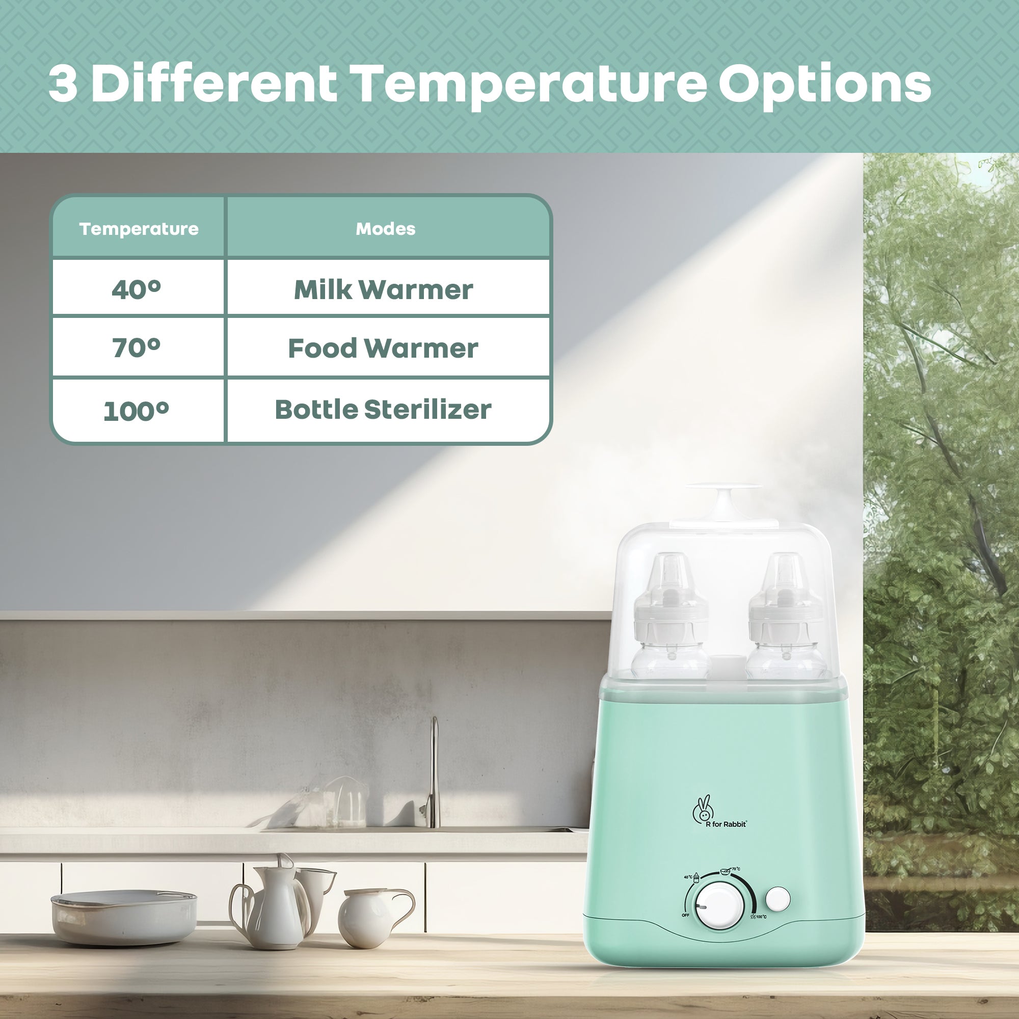 R for Rabbit Hygo Smart 3-in-1 Bottle Warmer for Milk, Food & Bottle Sterilization