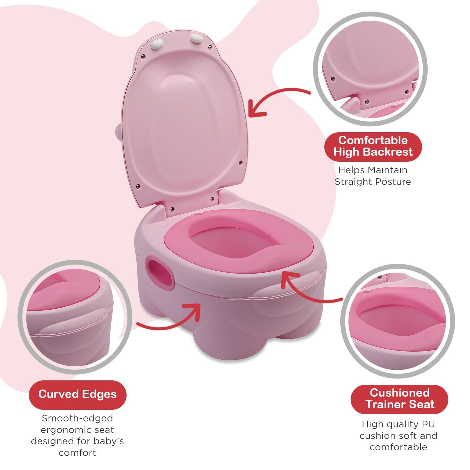 LuvLap Hippo Dippo Baby Potty Seat, Pink