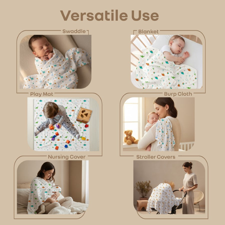 R for Rabbit Cuddlez 100% Muslin Baby Swaddle for Newborns (Pack of 3)