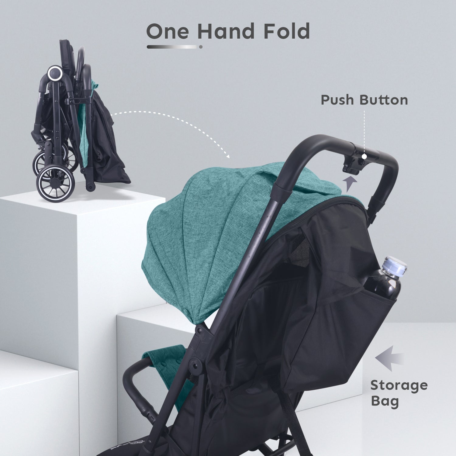 R for Rabbit Pocket Air Stroller - One Hand Fold, Light Weight, Travel Friendly, Adjustable Canopy