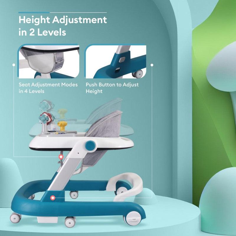 R for Rabbit Little Feet Walker - Detachable Toy Bar/ Meal Tray With Music & Light, 2 Level Height/ 4 Level Seat Adjustment, Anti fall Brake Pads