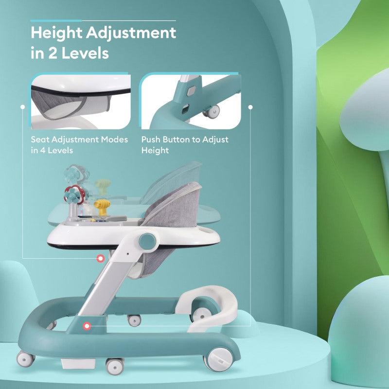 R for Rabbit Little Feet Walker - Detachable Toy Bar/ Meal Tray With Music & Light, 2 Level Height/ 4 Level Seat Adjustment, Anti fall Brake Pads