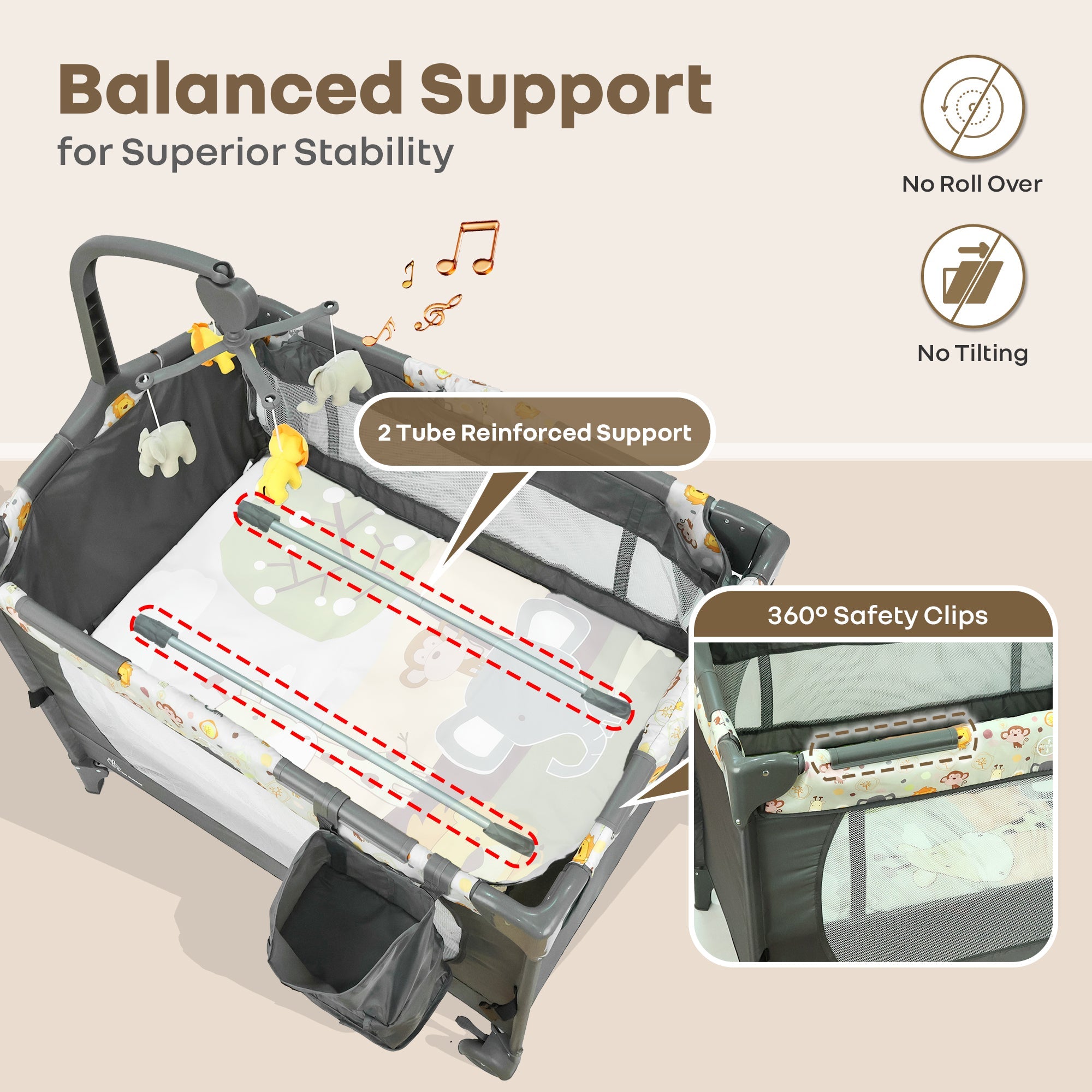 R for Rabbit Hide N Seek Multiplay Cot - Convertible Baby Cot with Diaper Changer, Playpen & Travel Bag