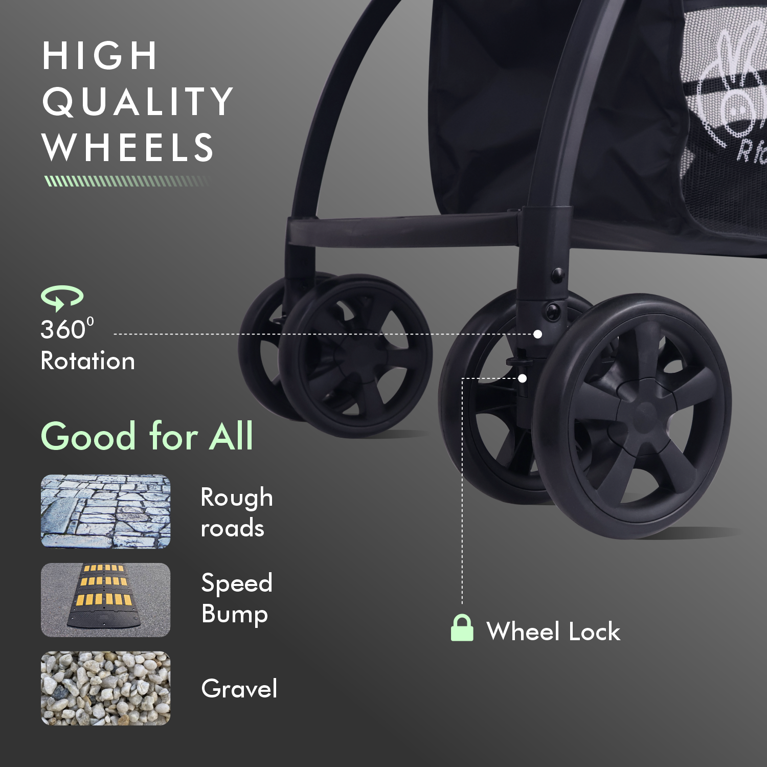 R for Rabbit Sugar Pop Stroller - 3 Position Seat Recline, Easy One Hand Fold, Reversible Handle, UV Resistant Sun Canopy