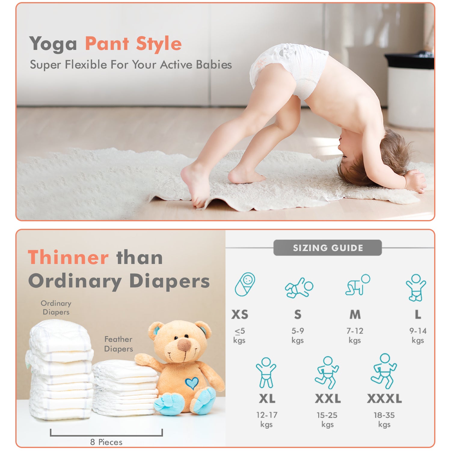 Feather Diapers - Next Gen Baby Diapers that Breathes, Dermatologically tested, sensitive skin suitable, Chemical-free, Leak-Proof