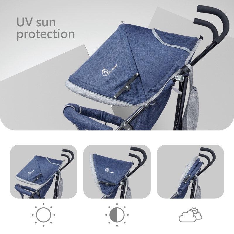 R for Rabbit Pixie Buggy Stroller - Easy to Fold & Store, UV Sun Protection Canopy, Rear Brakes, Storage bag