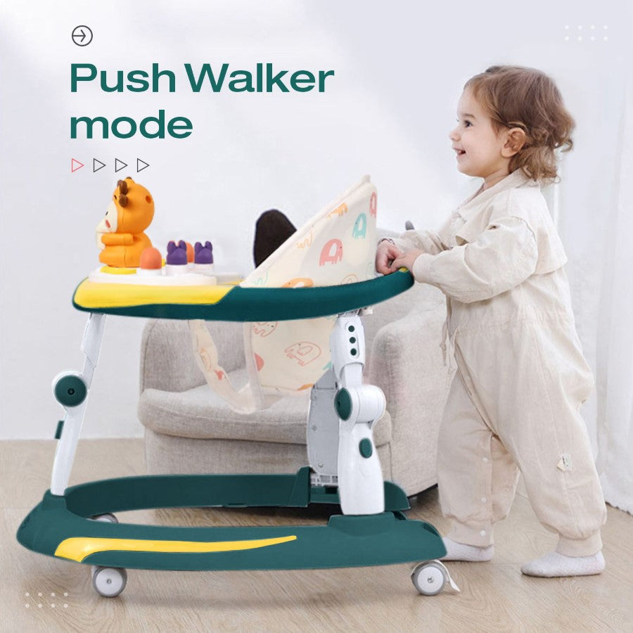 R for Rabbit Little Feet Plus Walker - Detachable Toy Bar/Meal Tray With Music & Light, 3 Level Height/ 4 Level Seat Adjustment, 2-in-1 Walker cum Rocker