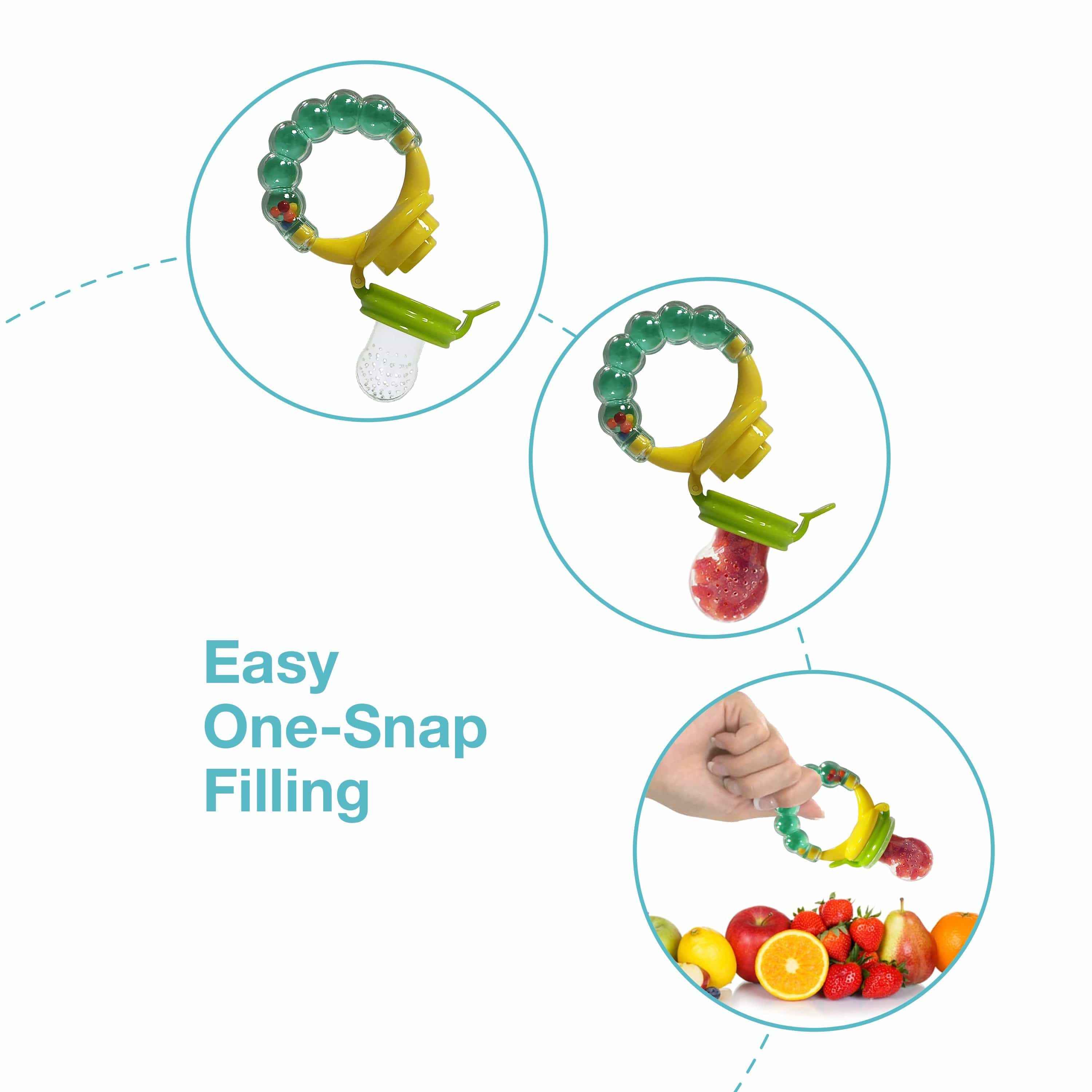 LuvLap Silicone Food/Fruit Nibbler with Extra Mesh, Infant, Pearly Green, BPA Free