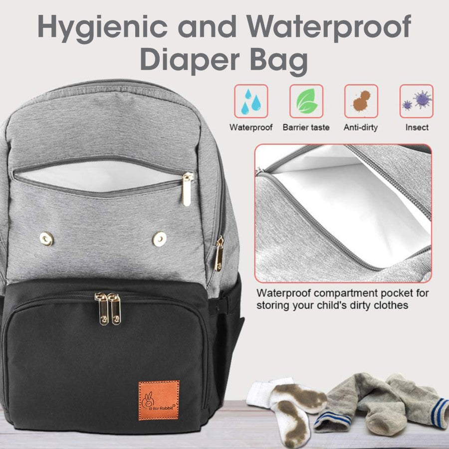 R for Rabbit Caramello Smart Premium Diaper Bag for Moms & Dads with USB & Trolley Strap