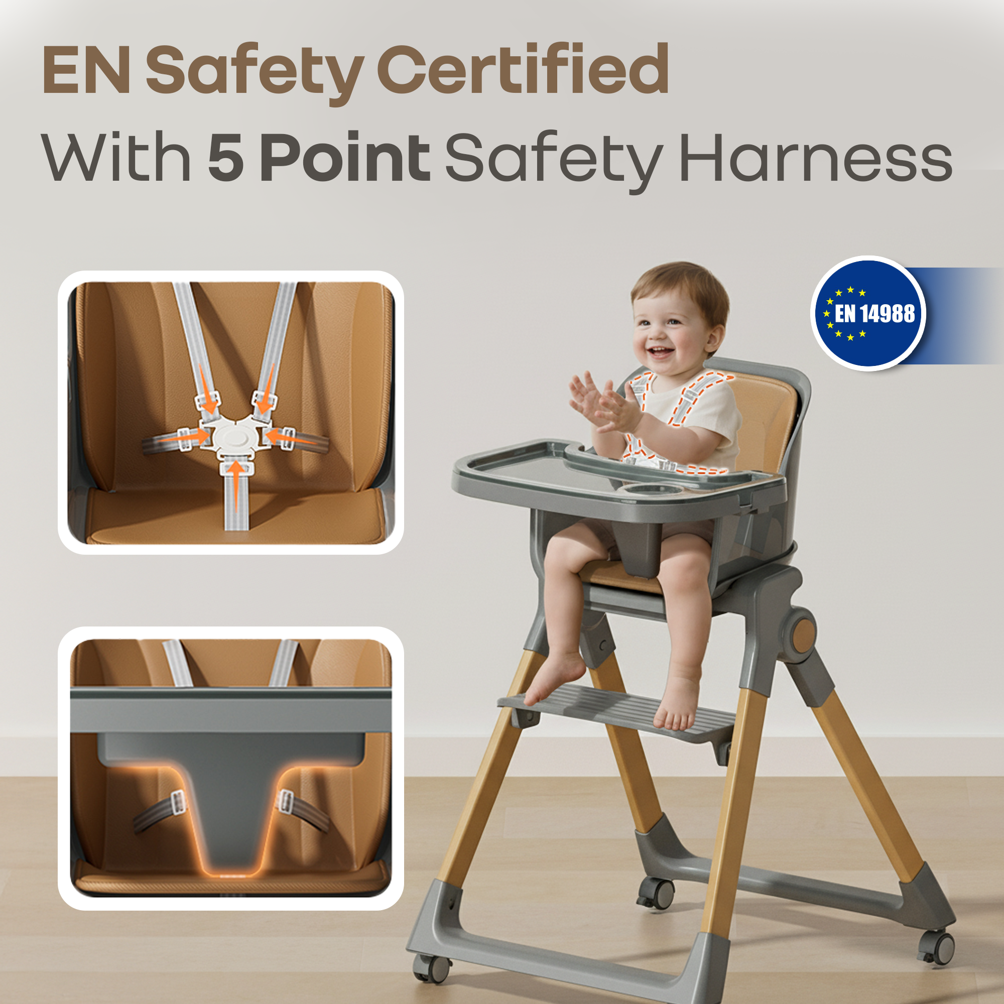 R for Rabbit Walnut High Chair - 3 in 1 Convertible kids Highchair with Booster & Stool