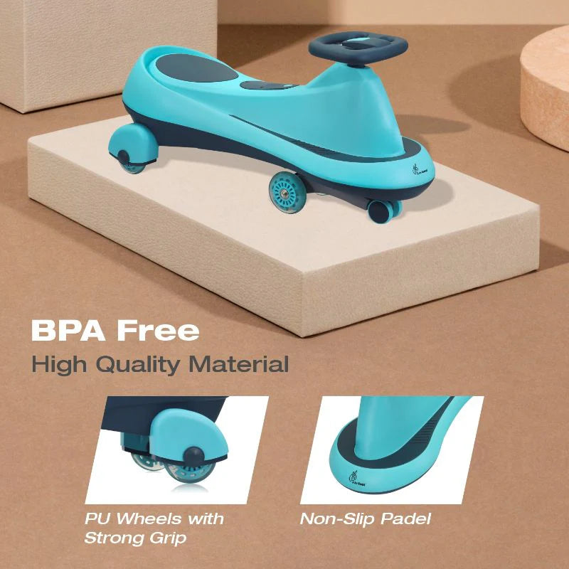 R for Rabbit Iya Iya Drift Swing Car - Inbuilt Music, Scratch Free PU Led Wheels, Up to 125 Kgs Capacity