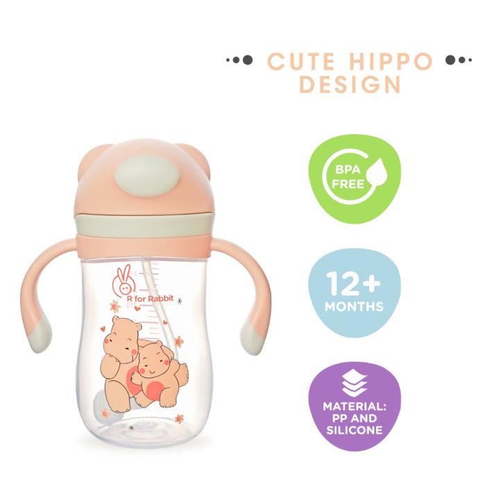 R for Rabbit Hippo Straw Sipper Bottle For Babies 300ml