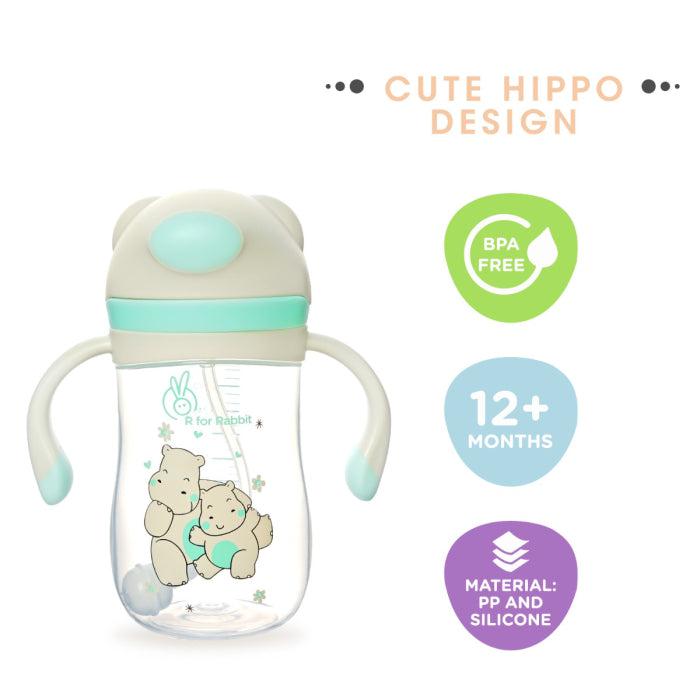 R for Rabbit Hippo Straw Sipper Bottle For Babies 300ml
