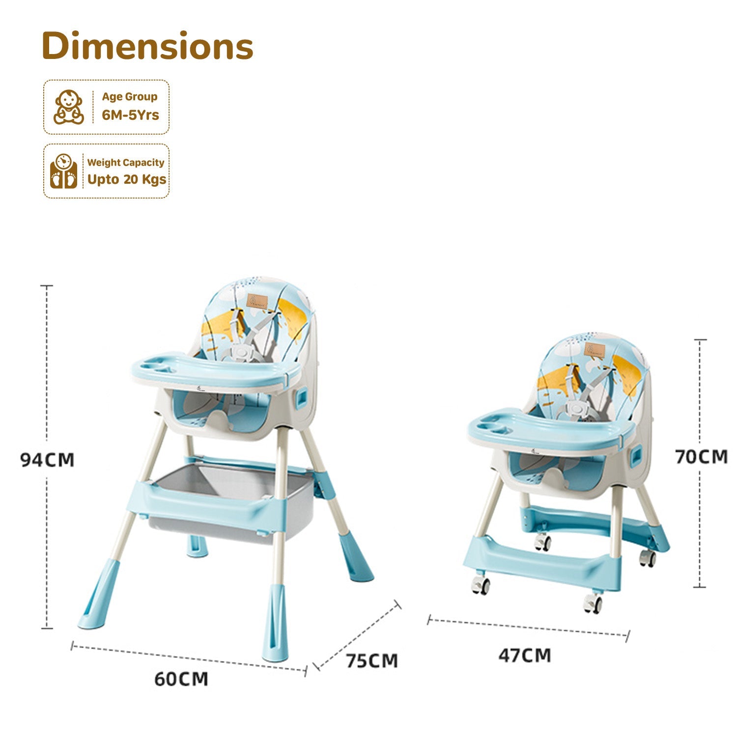 R for Rabbit Sugar Doodle Plus High Chair For Kids 3-in-1 Convertible Design