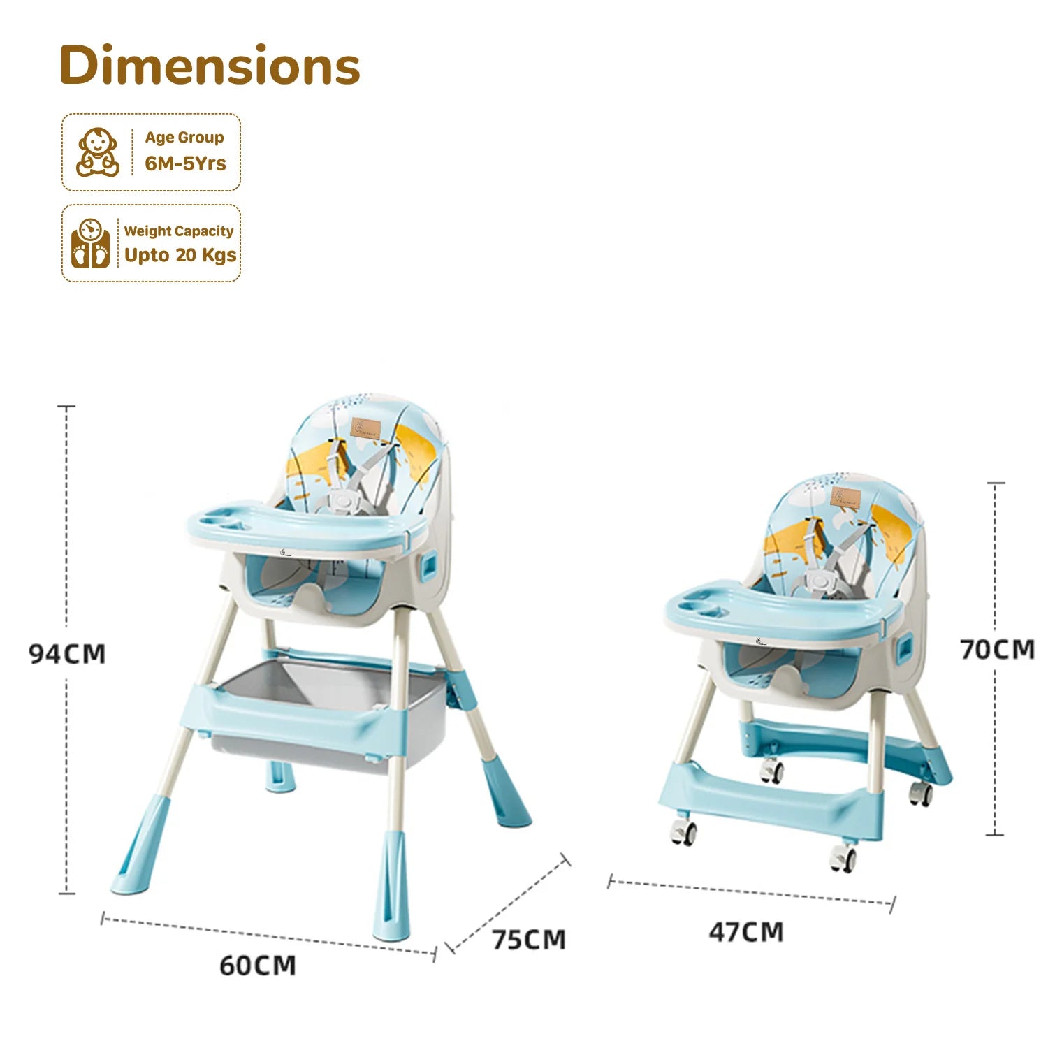 R for Rabbit Sugar Doodle Plus High Chair For Kids 3-in-1 Convertible Design