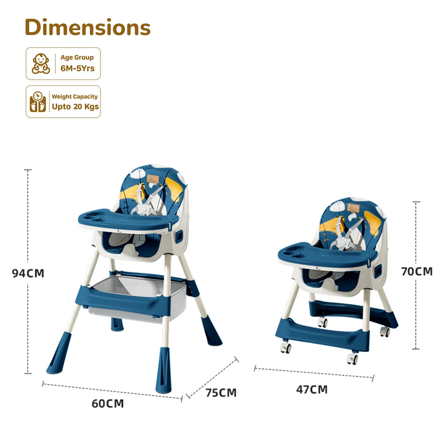 R for Rabbit Sugar Doodle Plus High Chair For Kids 3-in-1 Convertible Design