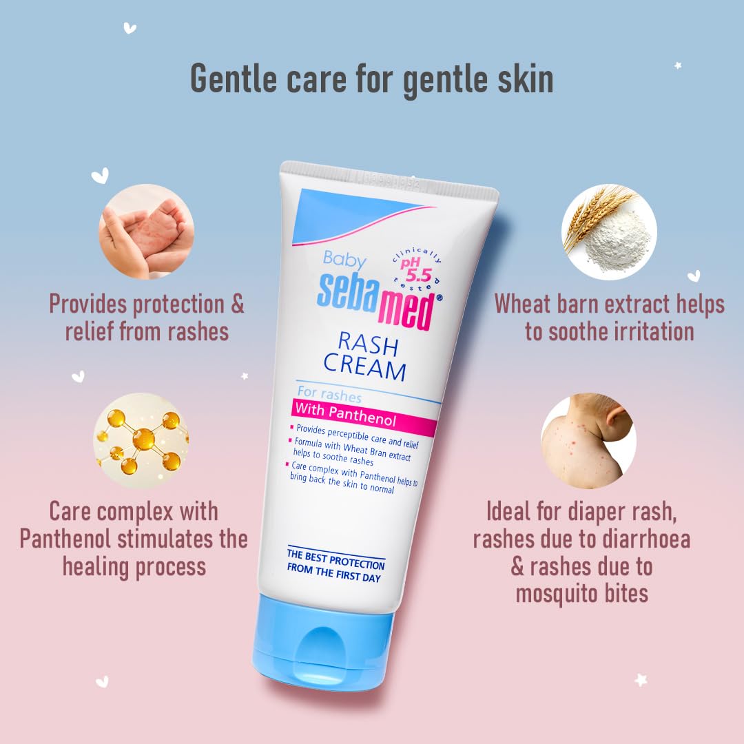 Sebamed Baby Rash Cream pH 5.5 – 100 ml | Ideal for Diaper Rashes | Fast Soothing & Healing Care