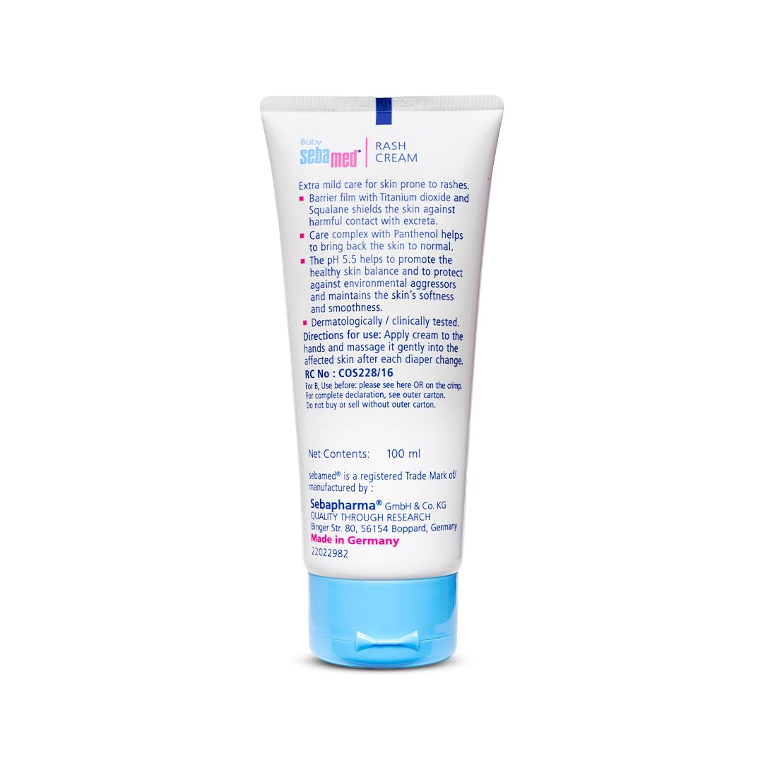 Sebamed Baby Rash Cream pH 5.5 – 100 ml | Ideal for Diaper Rashes | Fast Soothing & Healing Care