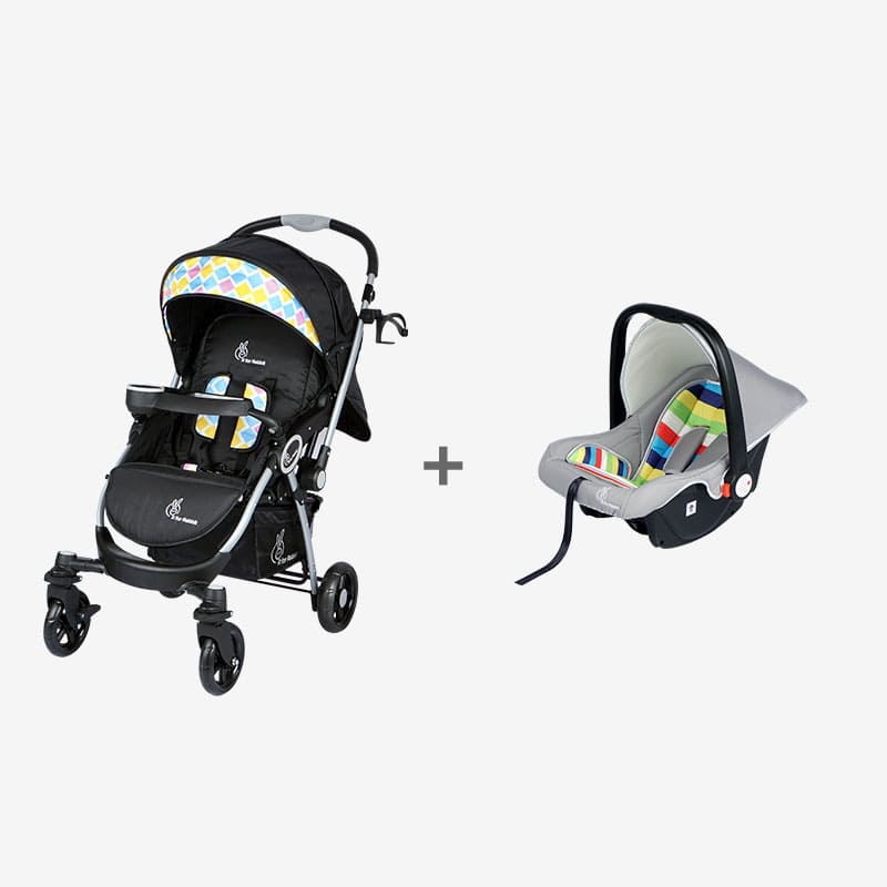 Chocolate Ride Stroller + Picaboo 4 in 1 Multipurpose Baby Carry Cot