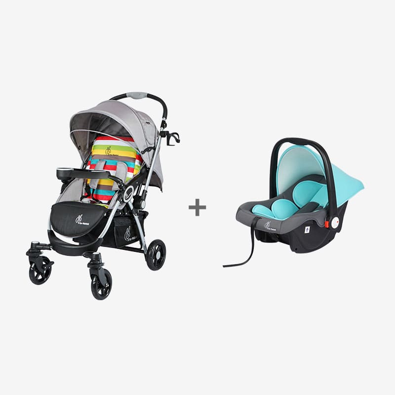 Chocolate Ride Stroller + Picaboo 4 in 1 Multipurpose Baby Carry Cot