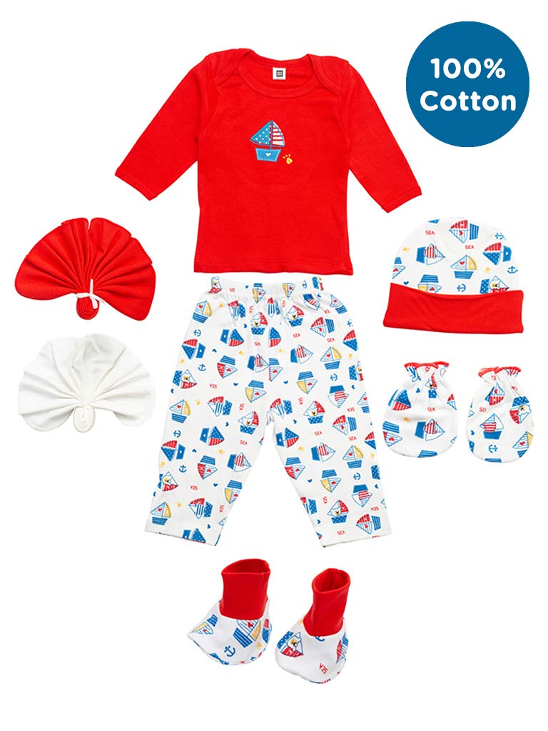 Soft Cotton New Born Baby Gift Set for Baby Boys, Baby Girls-7pcs