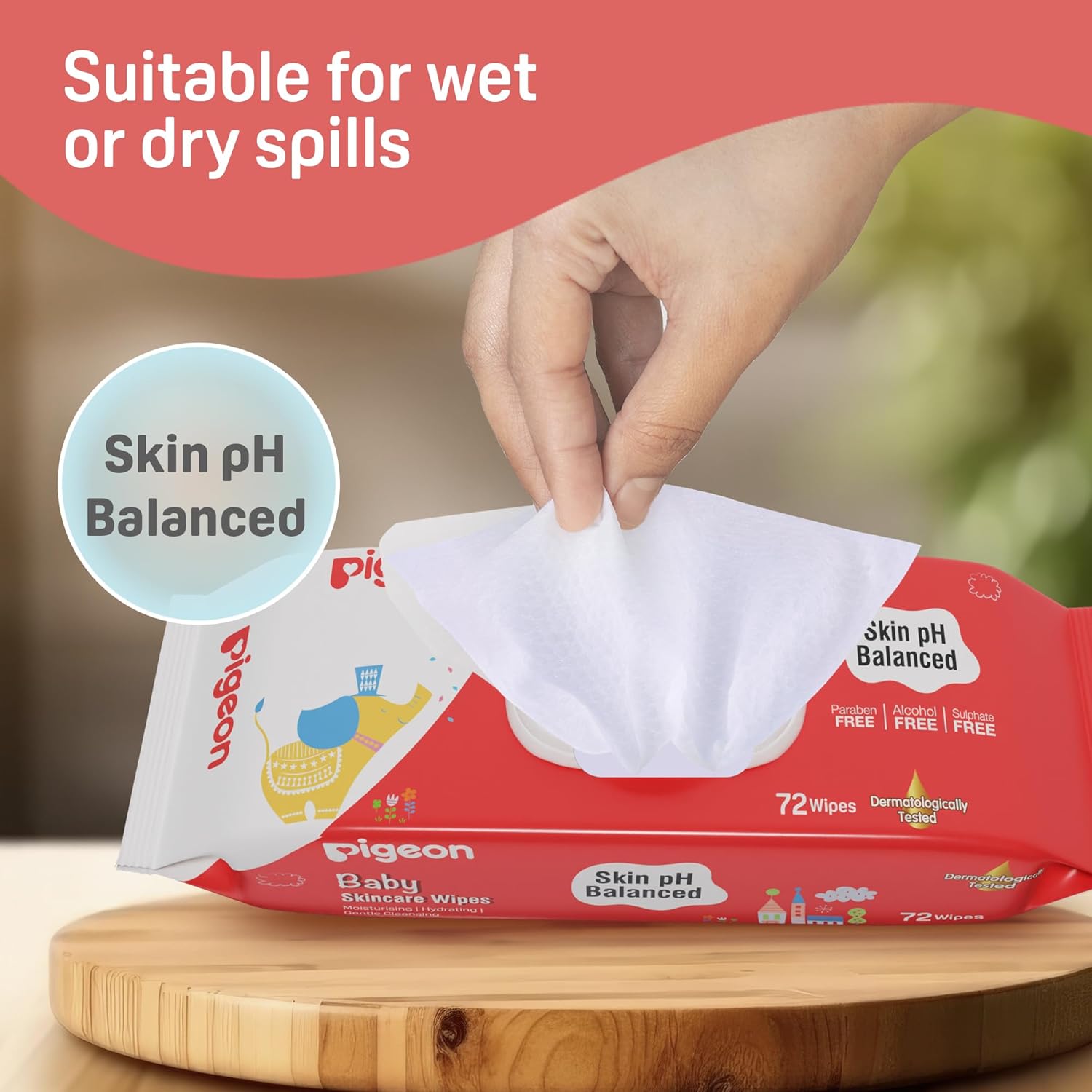 Pigeon Baby Skincare Wipes 72 Sheets | pH Balanced | Paraben, Alcohol & Sulphate Free | Enriched with Glycerin
